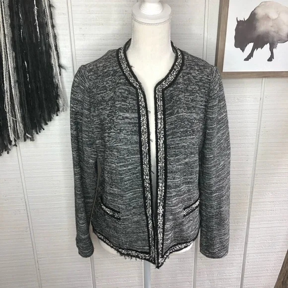 Talbots black and gray marled open front blazer - Picture 2 of 7